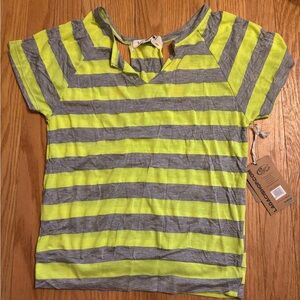 Lagaci Women’s Striped Gray and Yellow T-Shirt - Medium